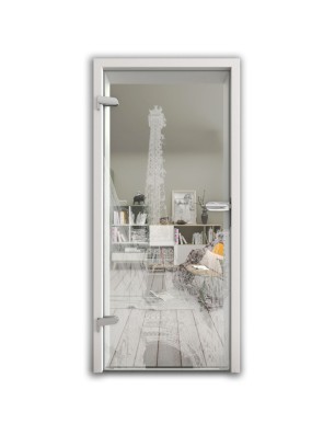 Ganzglastür Eifelturm 4 Gelasert Auf Klarglas