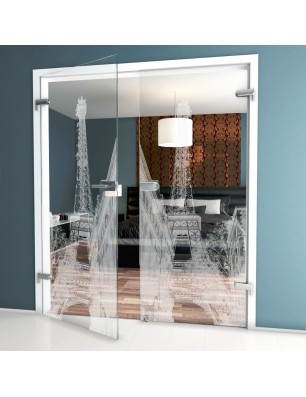 Ganzglastür Eifelturm 4 Gelasert Auf Klarglas