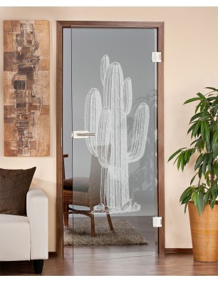 Ganzglastür Kaktus Gelasert Auf Klarglas