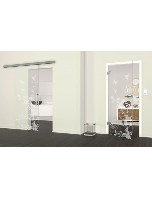 Ganzglastür Birds Gelasert Auf Klarglas