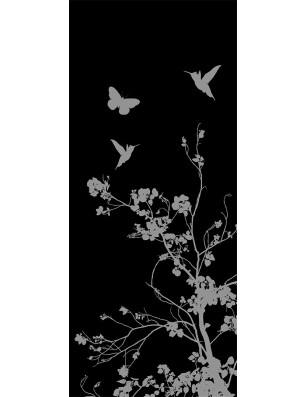 Ganzglastür Birds Gelasert Auf Klarglas