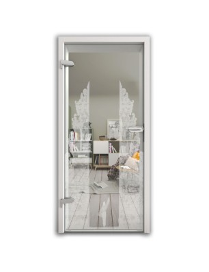 Ganzglastür Cross Gelasert Auf Klarglas