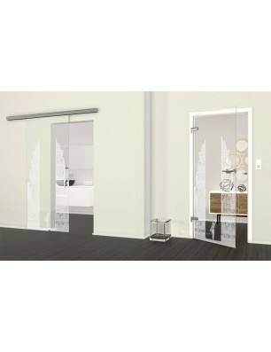 Ganzglastür Cross Gelasert Auf Klarglas