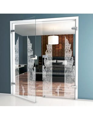 Ganzglastür Cross Gelasert Auf Klarglas