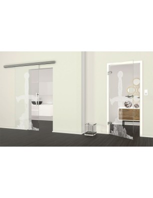 Ganzglastür Excalibur Gelasert Auf Klarglas