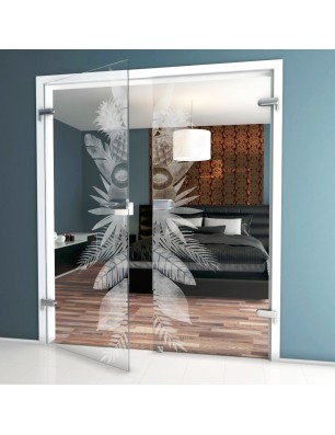 Ganzglastür Tropical II Gelasert Auf Klarglas