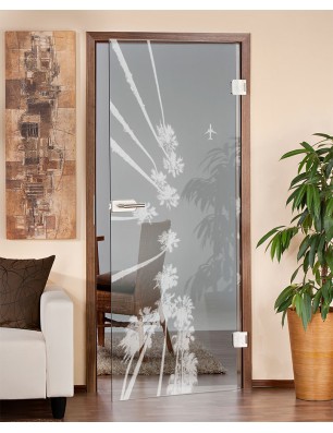 Ganzglastür California Gelasert Auf Klarglas