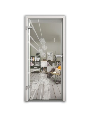 Ganzglastür California Gelasert Auf Klarglas