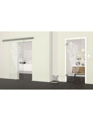 Ganzglastür foodtruck Gelasert Auf Klarglas