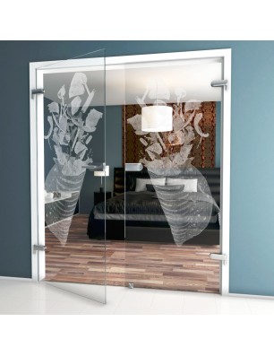 Ganzglastür foodtruck Gelasert Auf Klarglas