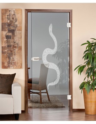 Ganzglastür Snake Gelasert Auf Klarglas