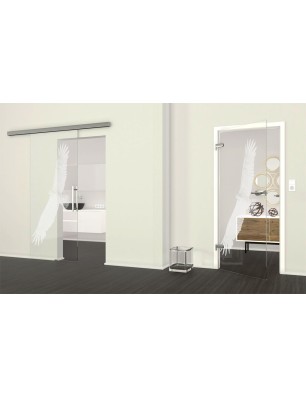 Ganzglastür Adler Gelasert Auf Klarglas