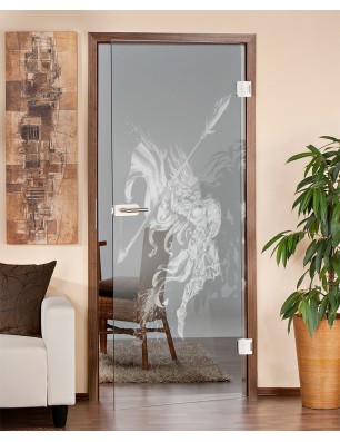 Ganzglastür Warlord Gelasert Auf Klarglas