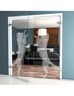 Ganzglastür Golden Gelasert Auf Klarglas