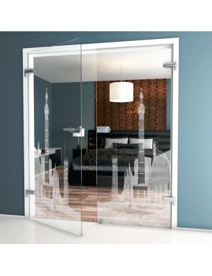 Ganzglastür Leuchtturm 6 Gelasert Auf Klarglas