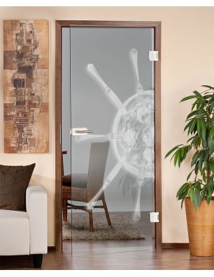 Ganzglastür Pizza Gelasert Auf Klarglas