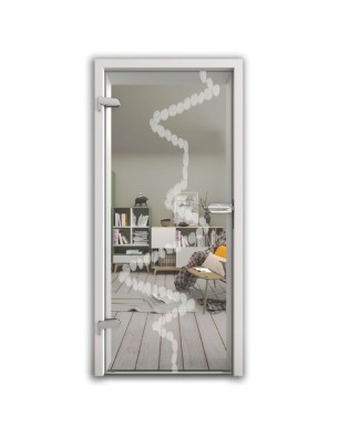 Ganzglastür Kaffeebohnen  Gelasert Auf Klarglas