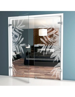 Ganzglastür Blätter Gelasert Auf Klarglas