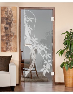 Ganzglastür Ranke Gelasert Auf Klarglas