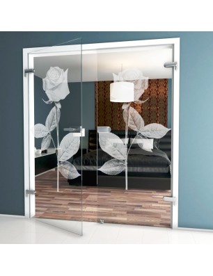 Ganzglastür Rose I Gelasert Auf Klarglas