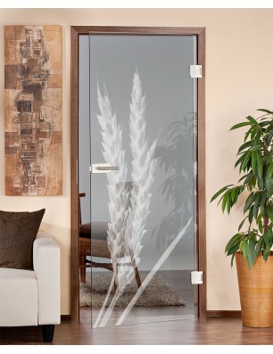 Ganzglastür Ernte III Gelasert Auf Klarglas