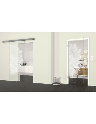 Ganzglastür Blume 4 Gelasert Auf Klarglas