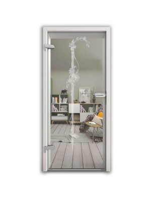 Ganzglastür Floral Schwert Gelasert Auf Klarglas