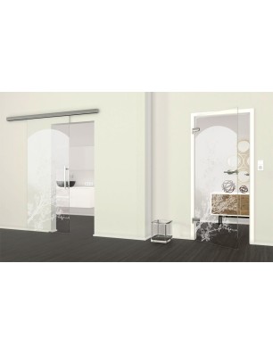 Ganzglastür Mond Gelasert Auf Klarglas