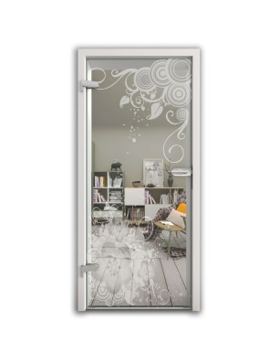 Ganzglastür Blume 11 Gelasert Auf Klarglas