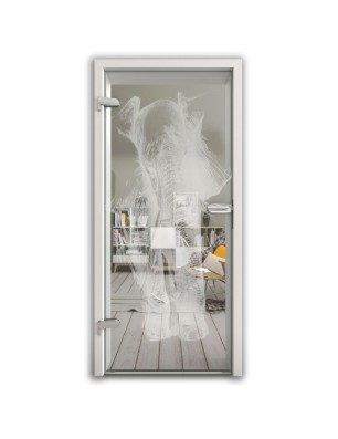 Ganzglastür Elefant Gelasert Auf Klarglas