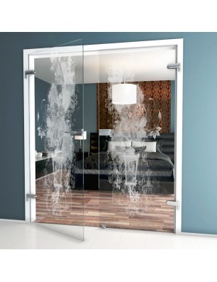 Ganzglastür Blume 6 Gelasert Auf Klarglas