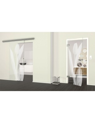 Ganzglastür Tulpe Gelasert Auf Klarglas