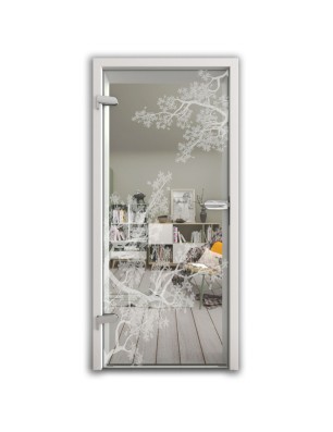 Ganzglastür Japan Garden Gelasert Auf Klarglas