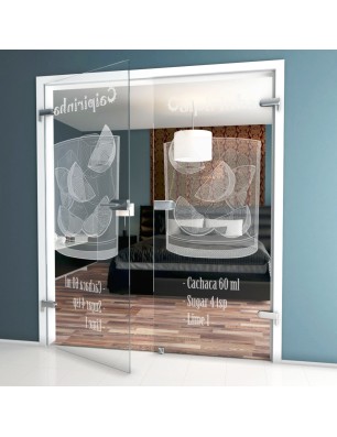 Ganzglastür Caipirinha Gelasert Auf Klarglas