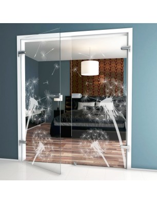 Ganzglastür Pusteblume Gelasert Auf Klarglas