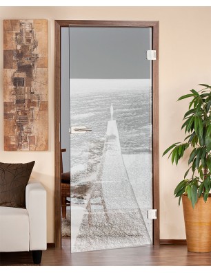 Ganzglastür Steg Gelasert Auf Klarglas