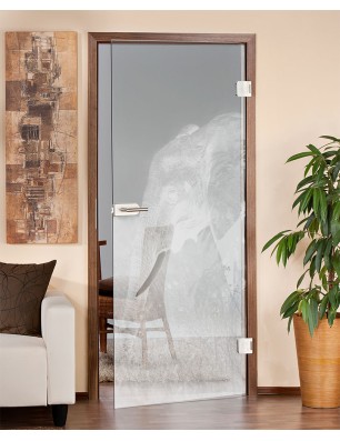 Ganzglastür Elefant 3 Gelasert Auf Klarglas