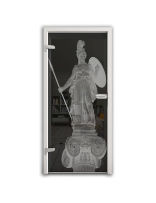 Ganzglastür Athena Gelasert Auf Grauglas