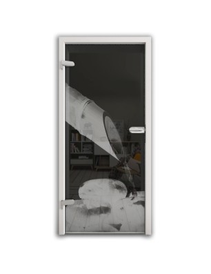 Ganzglastür Wellness  Gelasert Auf Grauglas