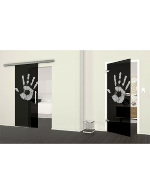 Ganzglastür Hand Gelasert Auf Grauglas