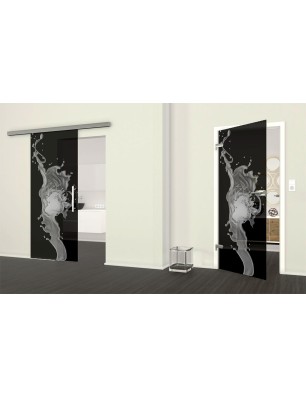 Ganzglastür Erdbeere Gelasert Auf Grauglas