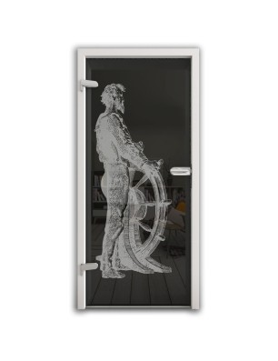 Ganzglastür Kapitän II Gelasert Auf Grauglas