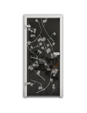 Ganzglastür Äste Gelasert Auf Grauglas