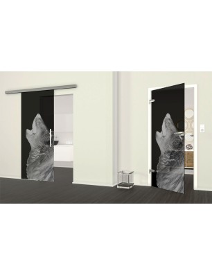 Ganzglastür Wolf 2 Gelasert Auf Grauglas