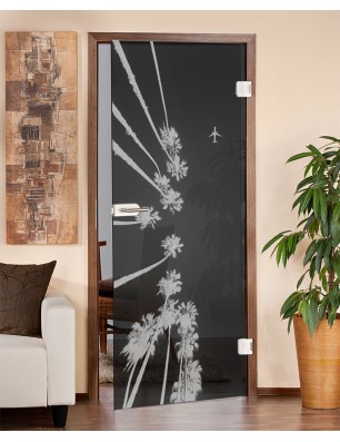 Ganzglastür California Gelasert Auf Grauglas