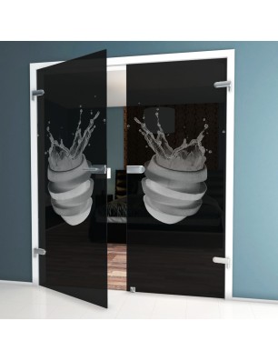 Ganzglastür Fruits 6 Gelasert Auf Grauglas