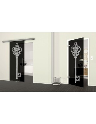 Ganzglastür Key Gelasert Auf Grauglas