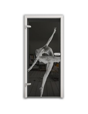 Ganzglastür Balerina Gelasert Auf Grauglas