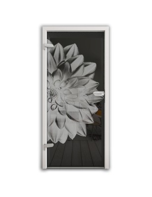 Ganzglastür Blume 4 Gelasert Auf Grauglas