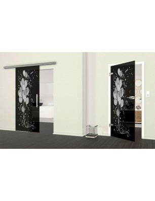 Ganzglastür Balong Gelasert Auf Grauglas